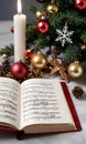 Photo Of Christmas Christmas Songbook Open On A Stan. Generative AI