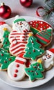 Photo Of Christmas Frosted Christmas Cookies. Generative AI