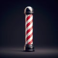 Photo of a classic barber pole white and red on solid black background. ai generative Royalty Free Stock Photo