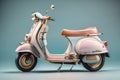Photo Classic Vespa Motocycle in pastle Color, Generative Ai
