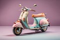 Photo Classic Vespa Motocycle in pastle Color, Generative Ai