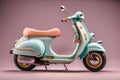 Photo Classic Vespa Motocycle in pastle Color, Generative Ai