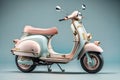 Photo Classic Vespa Motocycle in pastle Color, Generative Ai