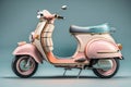 Photo Classic Vespa Motocycle in pastle Color, Generative Ai