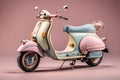 Photo Classic Vespa Motocycle in pastle Color, Generative Ai