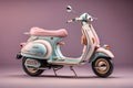 Photo Classic Vespa Motocycle in pastle Color, Generative Ai