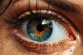 Photo of a close-up of an eye with glistening water droplets Royalty Free Stock Photo