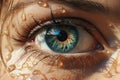 Photo of a close-up of an eye with glistening water droplets Royalty Free Stock Photo