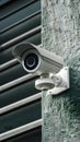 Photo Close up of modern CCTV security camera mounted on exterior wall