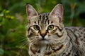 Photo Close up portrait captures undomesticated cats wild essence