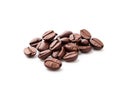 Photo close-up roasted coffee beans on white background