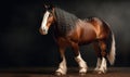 photo of Clydesdale heavy draft-horse breed on black background. Generative AI