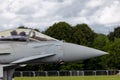 Photo of the cockpit of a eurofighter typhoon as it`s taxing along runway Royalty Free Stock Photo