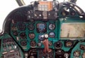 Photo of the cockpit of the helicopter with instruments and a map