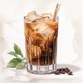 Realistic Watercolor Illustration Of A Coffee Cocktail