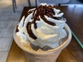 Cold Frappuccino With Whipped Cream and Chocolate Syrup