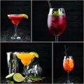 Photo collage Alcoholic colored cocktails and drink