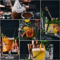 Photo collage Cocktails and alcoholic drinks. Royalty Free Stock Photo