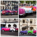 Photo collage from Cuba with classic cars Royalty Free Stock Photo