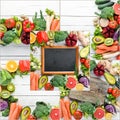 Photo collage Fresh vegetables and fruits. Organic food. Royalty Free Stock Photo