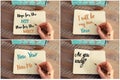 Photo collage of handwritten motivational messages