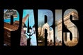 Photo collage letters PARIS, isolated on black background