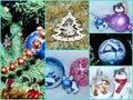 Photo collage for the New year and Christmas. Festive background. The concept of New year and Christmas. Magical new year`s eve. Royalty Free Stock Photo