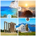 Photo collage in puzzle pieces with greek photos Royalty Free Stock Photo