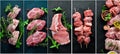 Photo collage Raw meat and steak Royalty Free Stock Photo