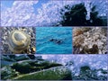 Photo collage of the seabed and surf. It can be used to design covers, brochures, leaflets and text space. Travel concept Royalty Free Stock Photo