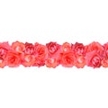 Photo collage seamless borders with red roses.