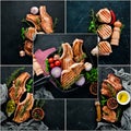 Photo collage Steak BBQ grill Royalty Free Stock Photo