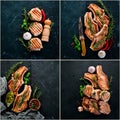 Photo collage Steak BBQ grill Royalty Free Stock Photo