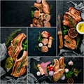 Photo collage Steak BBQ grill Royalty Free Stock Photo