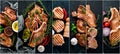 Photo collage Steak BBQ grill Royalty Free Stock Photo