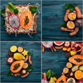 Photo collage Tropical Fruits.