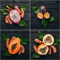 Photo collage Tropical Fruits.