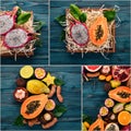 Photo collage Tropical Fruits.