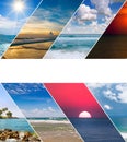 Photo collage with tropical sea landscapes. There is free space for text