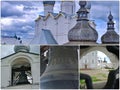 Photo collage Views of Assumption Cathedral of the Rostov Kremlin. Golden Ring of Russia, Rostov Veliky.
