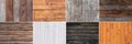 Collection of texture of dark brown wood plank wall. backgrounds of wooden surface