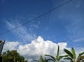 Photo of a collection of white clouds in a bright blue sky Royalty Free Stock Photo