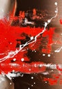 Photo of colorful abstract red and white brush stroke oil paint isolated on dark metal Royalty Free Stock Photo