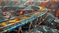 Photo of a colorful conveyor belt transporting gold ore in a mine Royalty Free Stock Photo