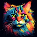 Photo colorful cute cat portrait with black background