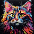 Photo colorful cute cat portrait with black background