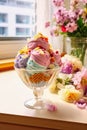 a photo of colorful dofferent icecream flavour disp Royalty Free Stock Photo