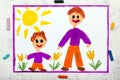 Photo of colorful drawing: Father and son or older and younger brother