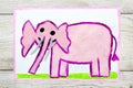 Drawing: Smiling pink elephant