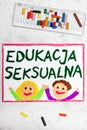 Photo of colorful drawing: Words Sex Education in Polish lanquage. Royalty Free Stock Photo